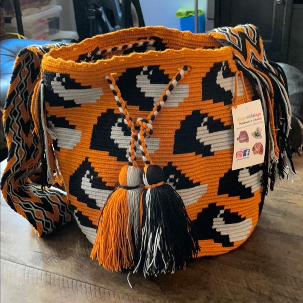 Wayuu Tribe Orange and Black Handwoven Bag